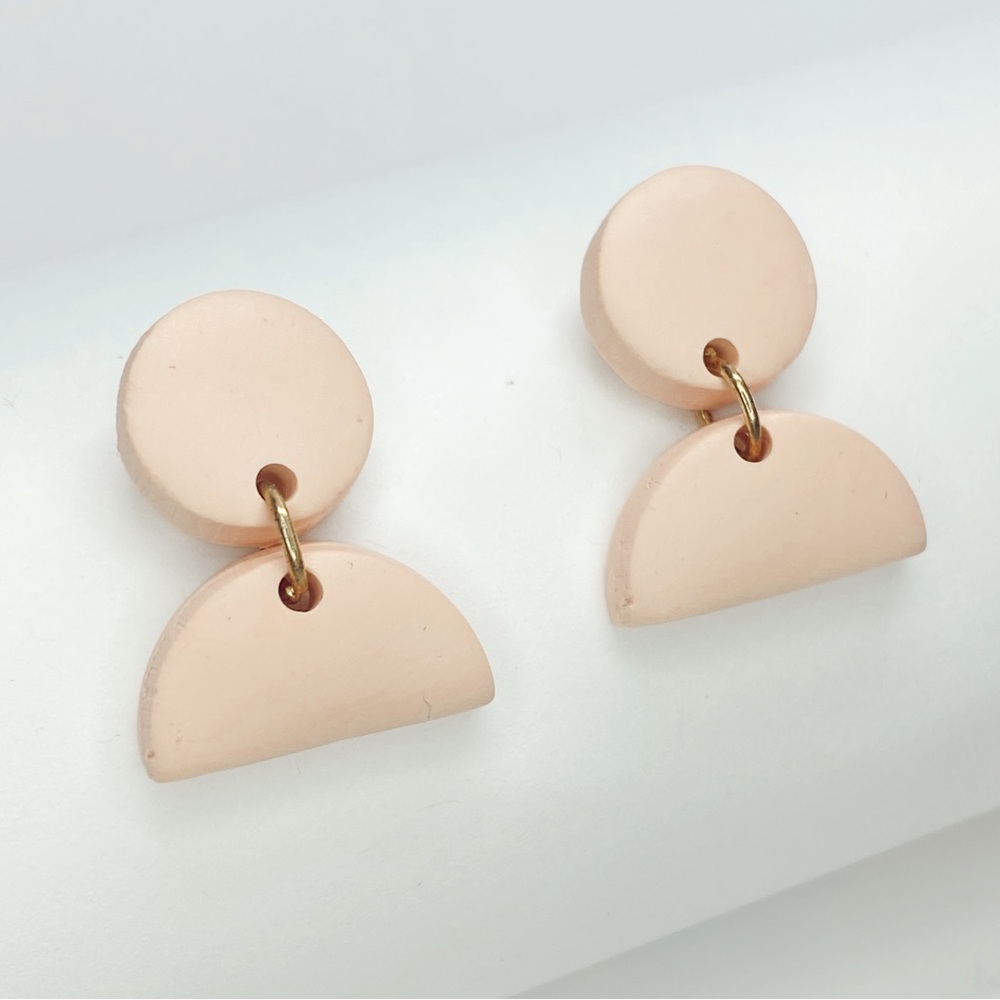 Cream Dangle Earrings Polymer Clay Earrings - Hypoallergenic Studs
